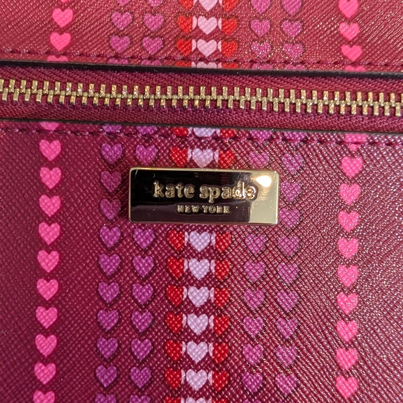 kate spade Heart-Print Pink & Burgundy Wristlet Clutch - Picture 3 of 7